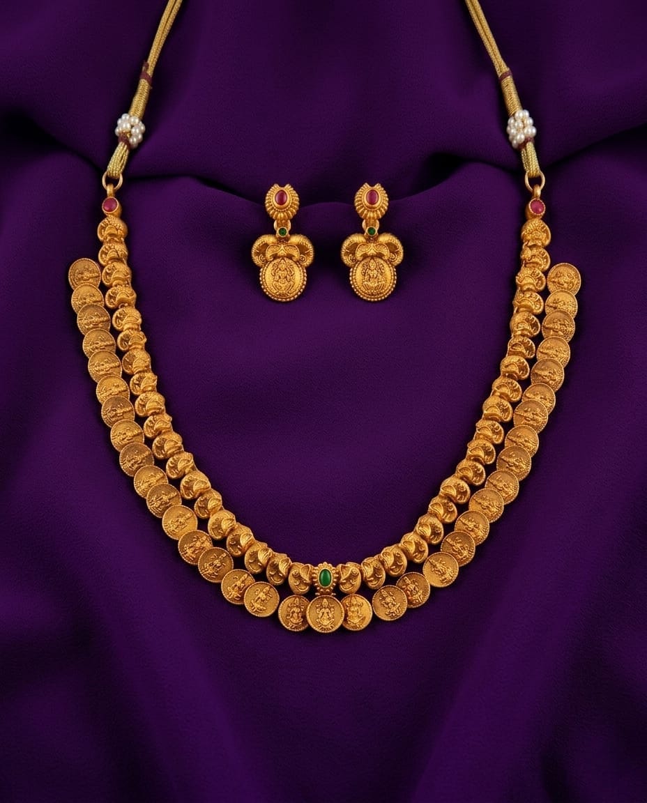 Antique Coin Kasu Necklace Set