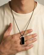 Minimal Black Tag Necklace