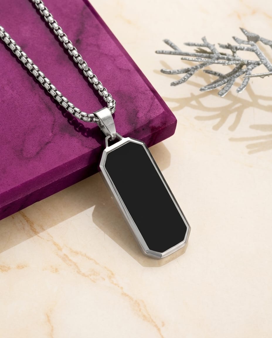 Minimal Black Tag Necklace