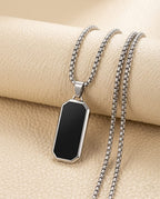 Minimal Black Tag Necklace