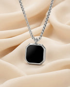 Silver Black Pendant Necklace