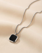 Silver Black Pendant Necklace