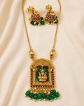 Traditional Lakshmi Pendant Mid-Long Necklace Set