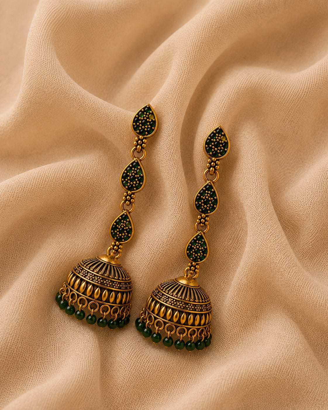 Beaded Charm Jhumka Earrings