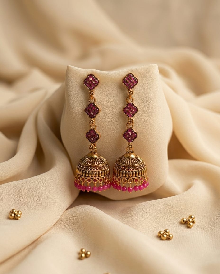 Beaded Charm Jhumka Earrings