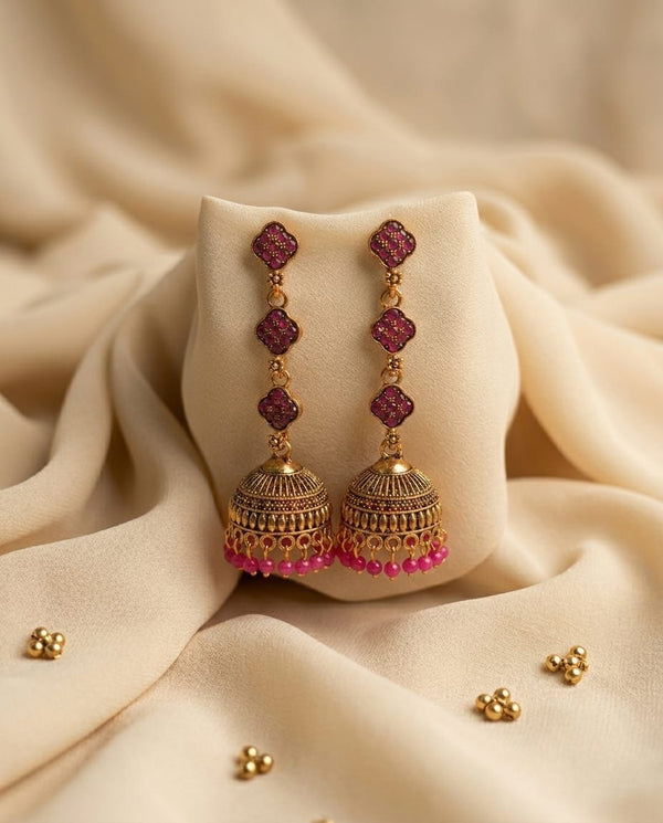 Beaded Charm Jhumka Earrings