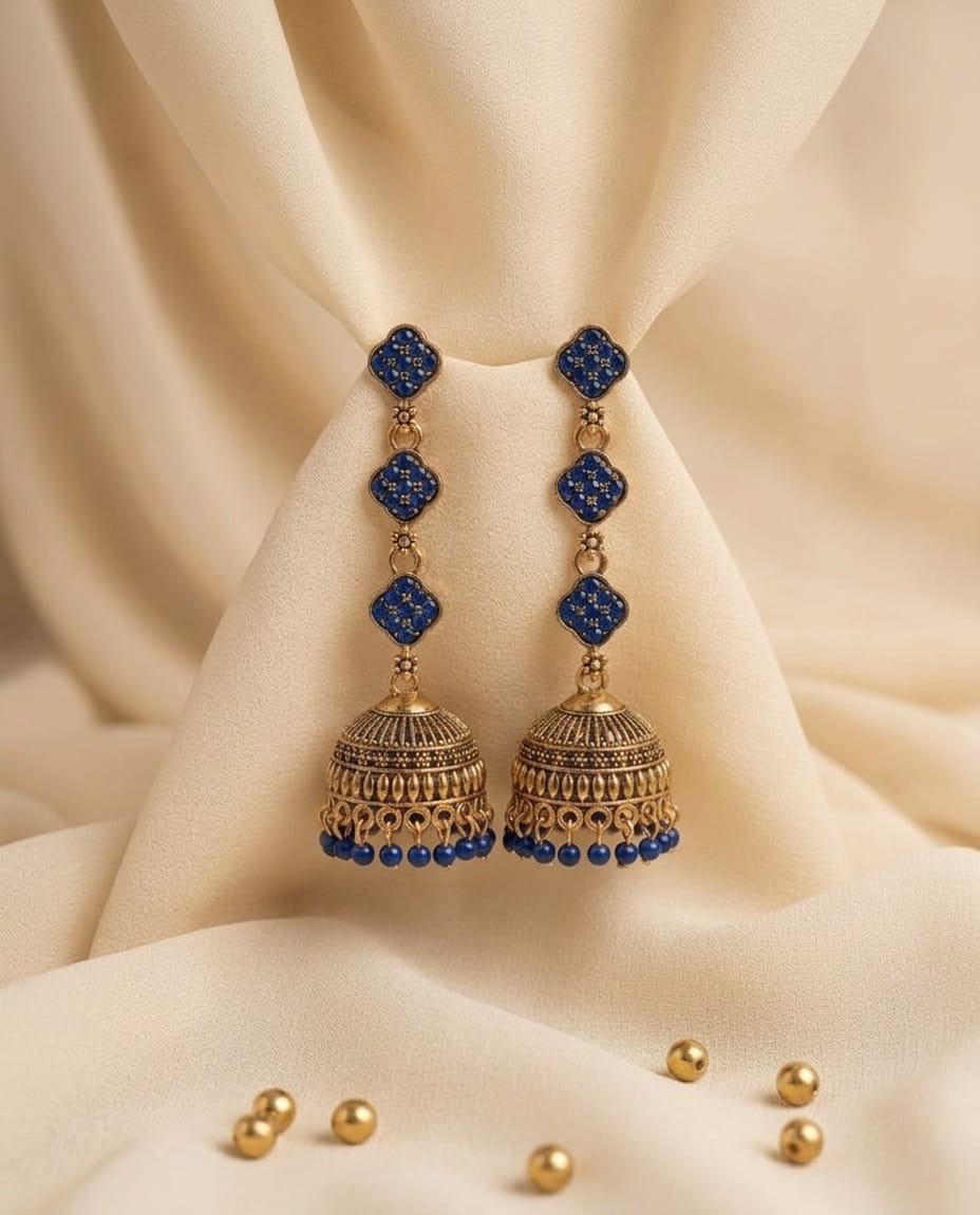 Beaded Charm Jhumka Earrings