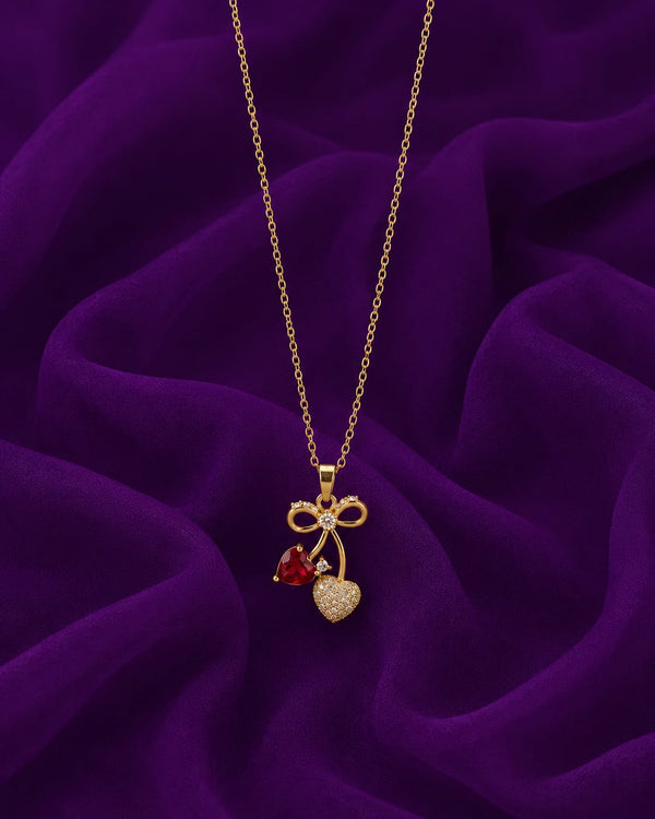 Bow Heart Pendant Necklace