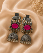 Oxidised Elephant Jhumka Earrings