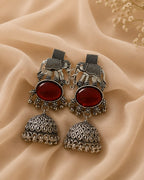 Oxidised Elephant Jhumka Earrings