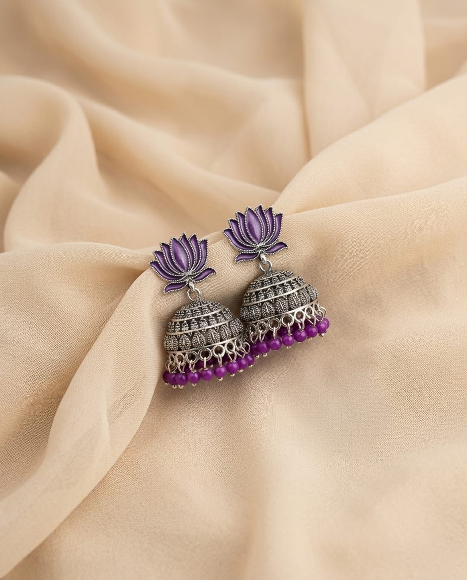 Lotus Charm Jhumka Earrings