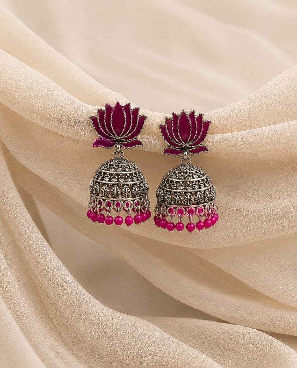 Lotus Charm Jhumka Earrings