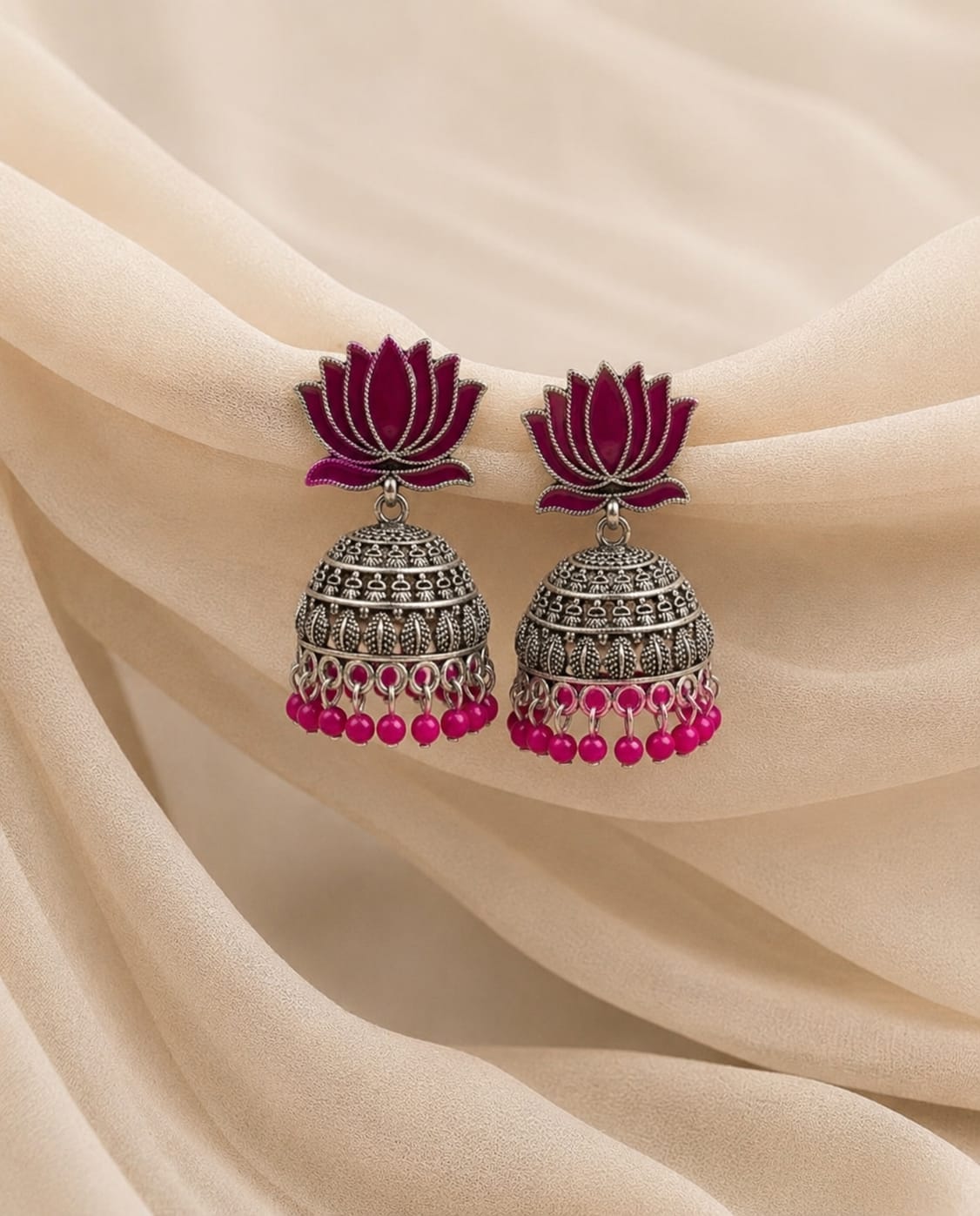 Lotus Charm Jhumka Earrings