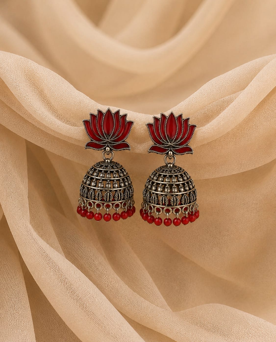 Lotus Charm Jhumka Earrings
