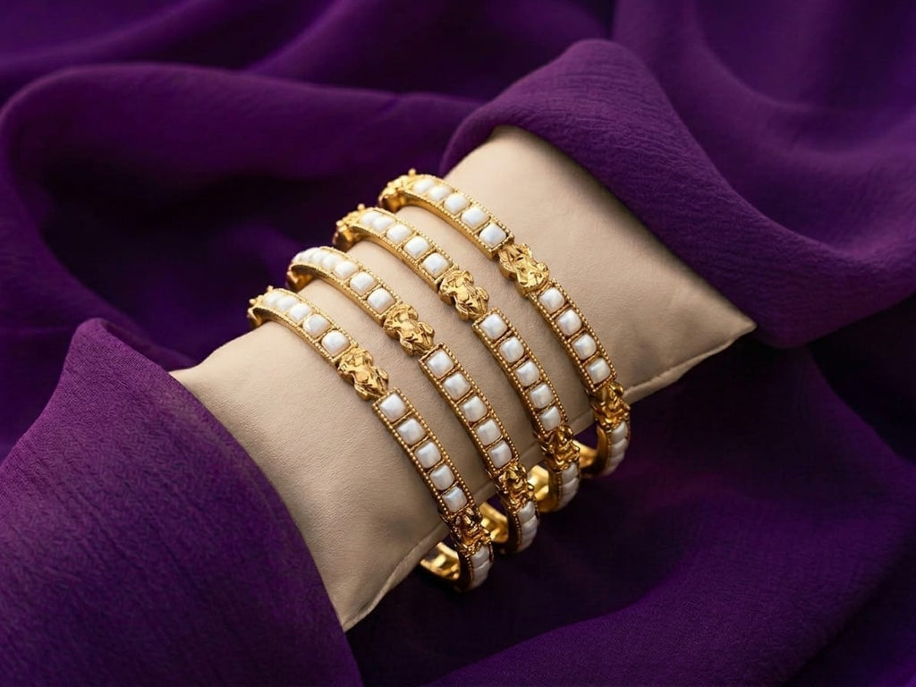 Pearl Stone Bangle Set