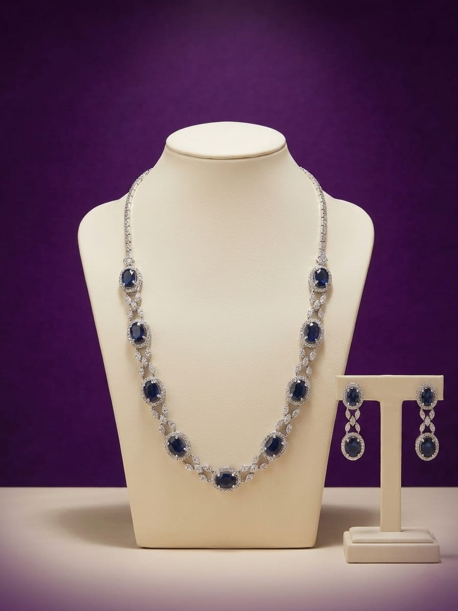 Royal Sapphire Necklace Set - ae