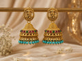 Mahalakshmi Aqua Bead Jhumkas