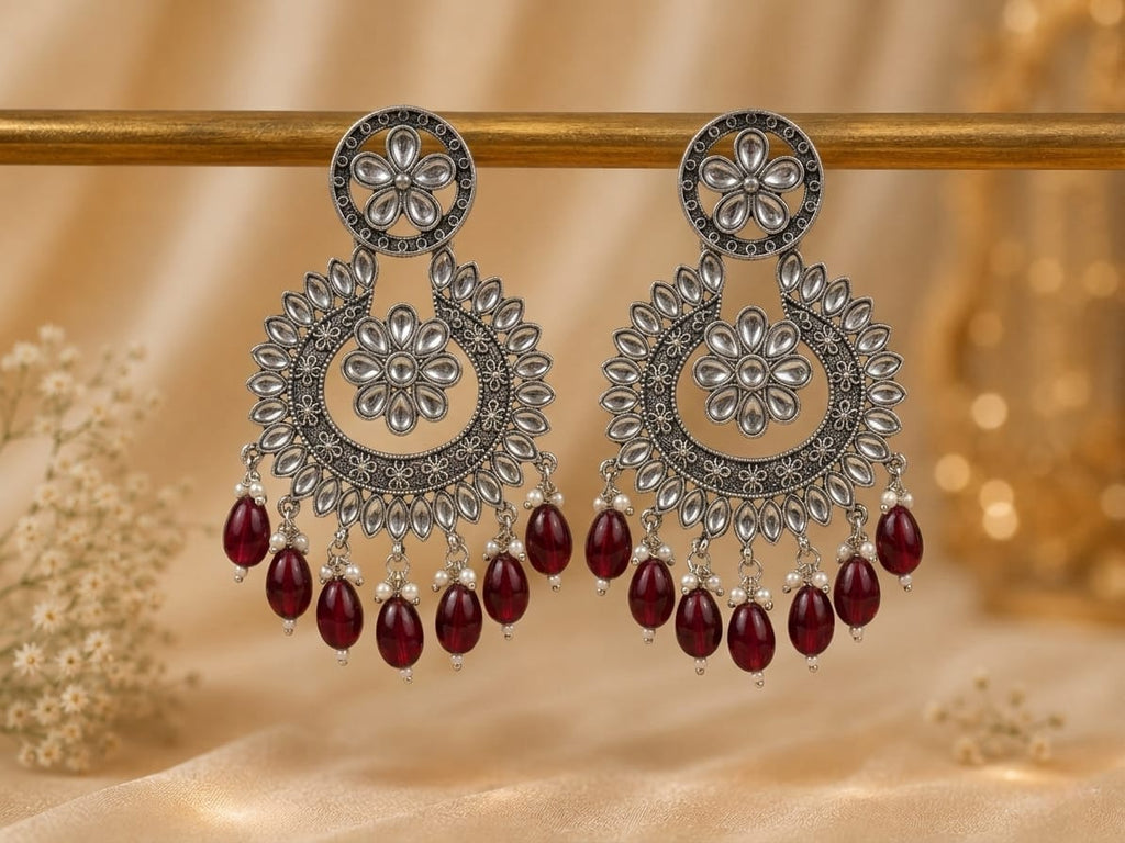Floral Pearl Chandbali Earrings