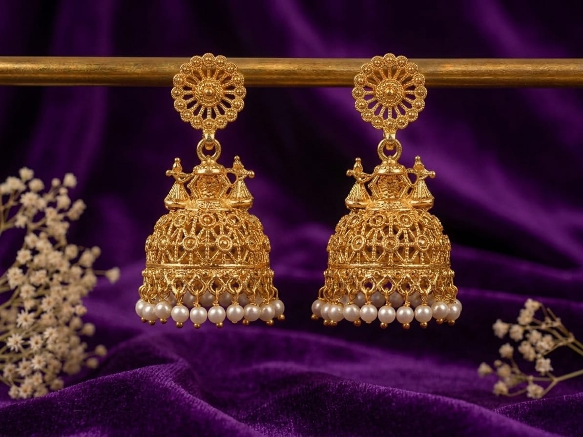 Swarna Pearl Jhumka Earrings
