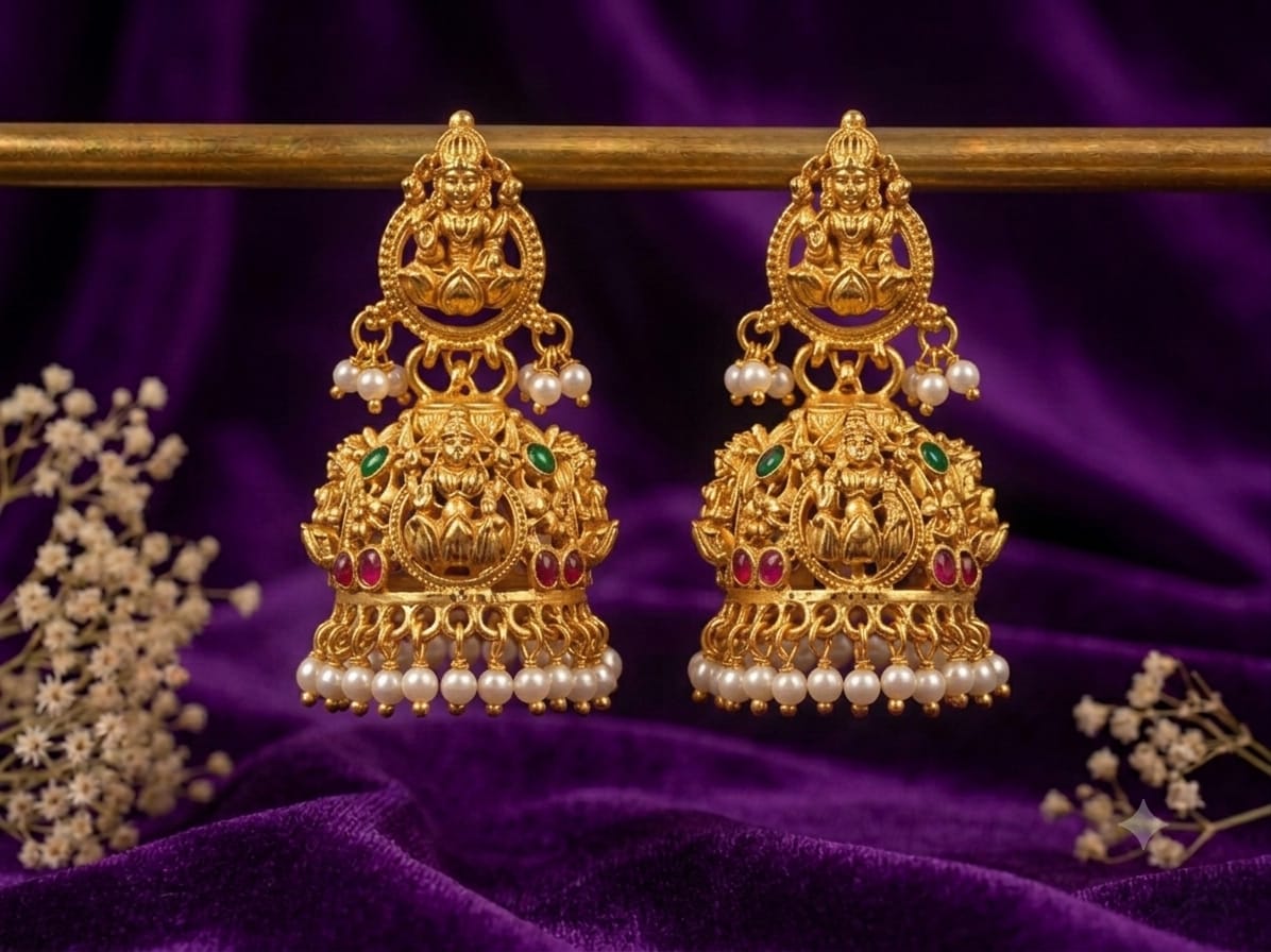 Bridal Lakshmi Jhumka Earrings