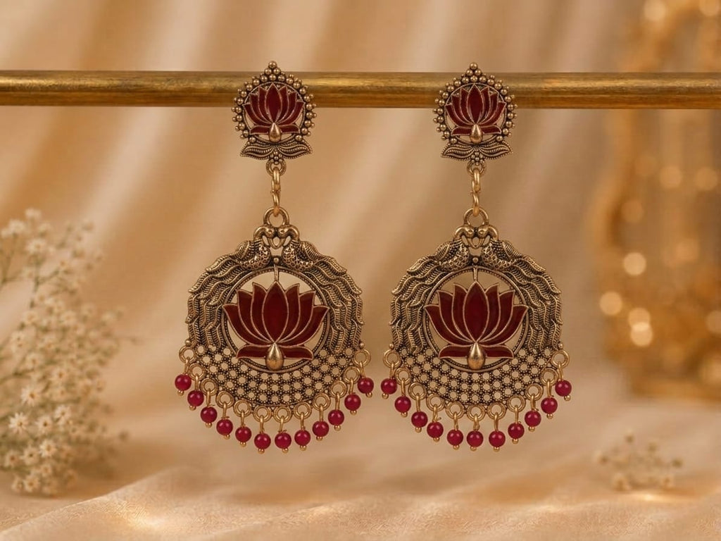 Lotus Chandbali Earrings