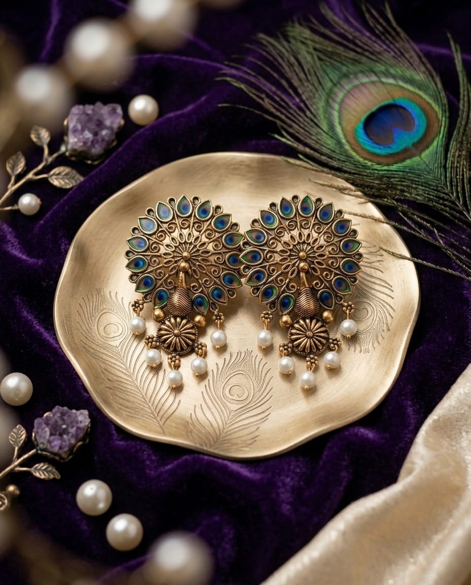 Peacock Pearl Earrings