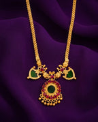 Traditional Palakka Ruby Pendant Necklace