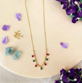 Ruby Green Stone Drop Necklace