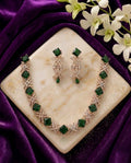 Square Stone American Diamond Necklace Set