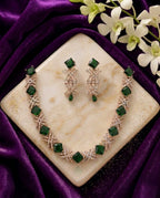 Square Stone American Diamond Necklace Set