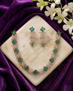 Square Stone American Diamond Necklace Set