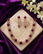 Square Stone American Diamond Necklace Set