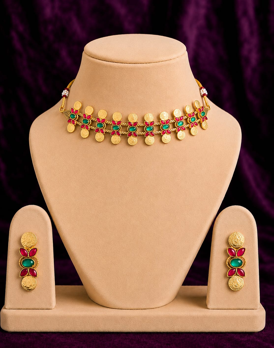 Mayura Coin Choker Necklace Set
