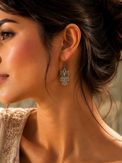 German Silver Owl Earrings