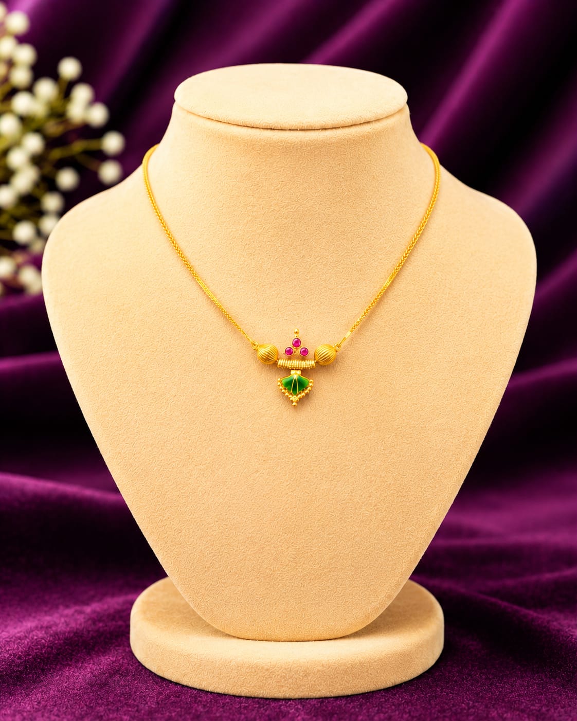 Emerald Ruby Traditional Pendant Chain