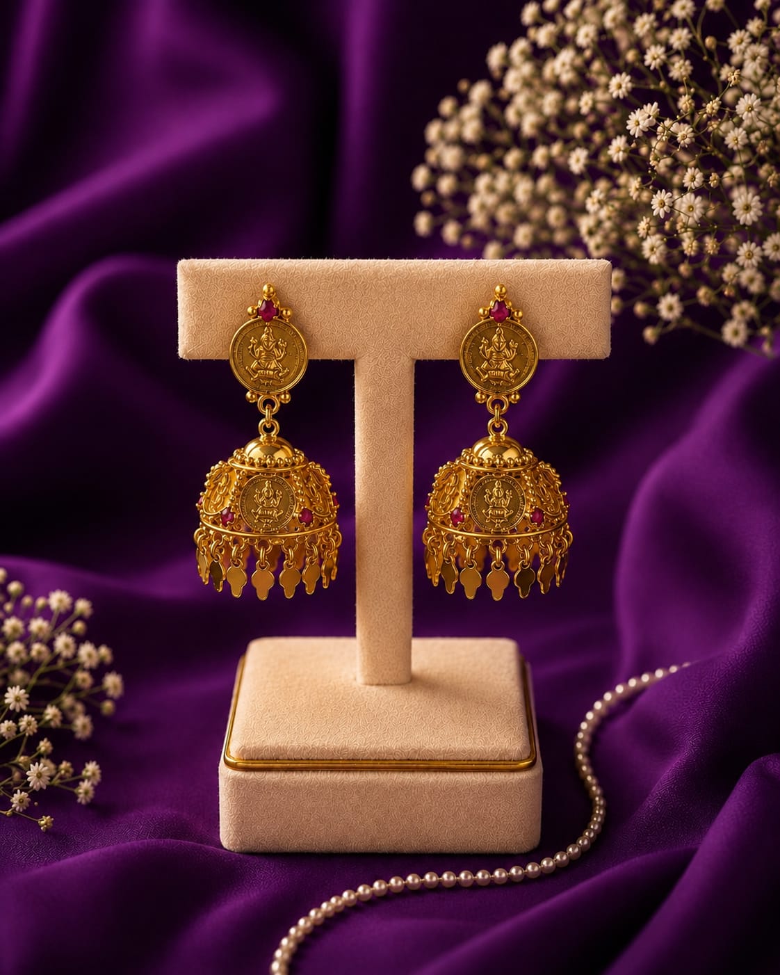 Lakshmi Coin Ilakkathali Earrings