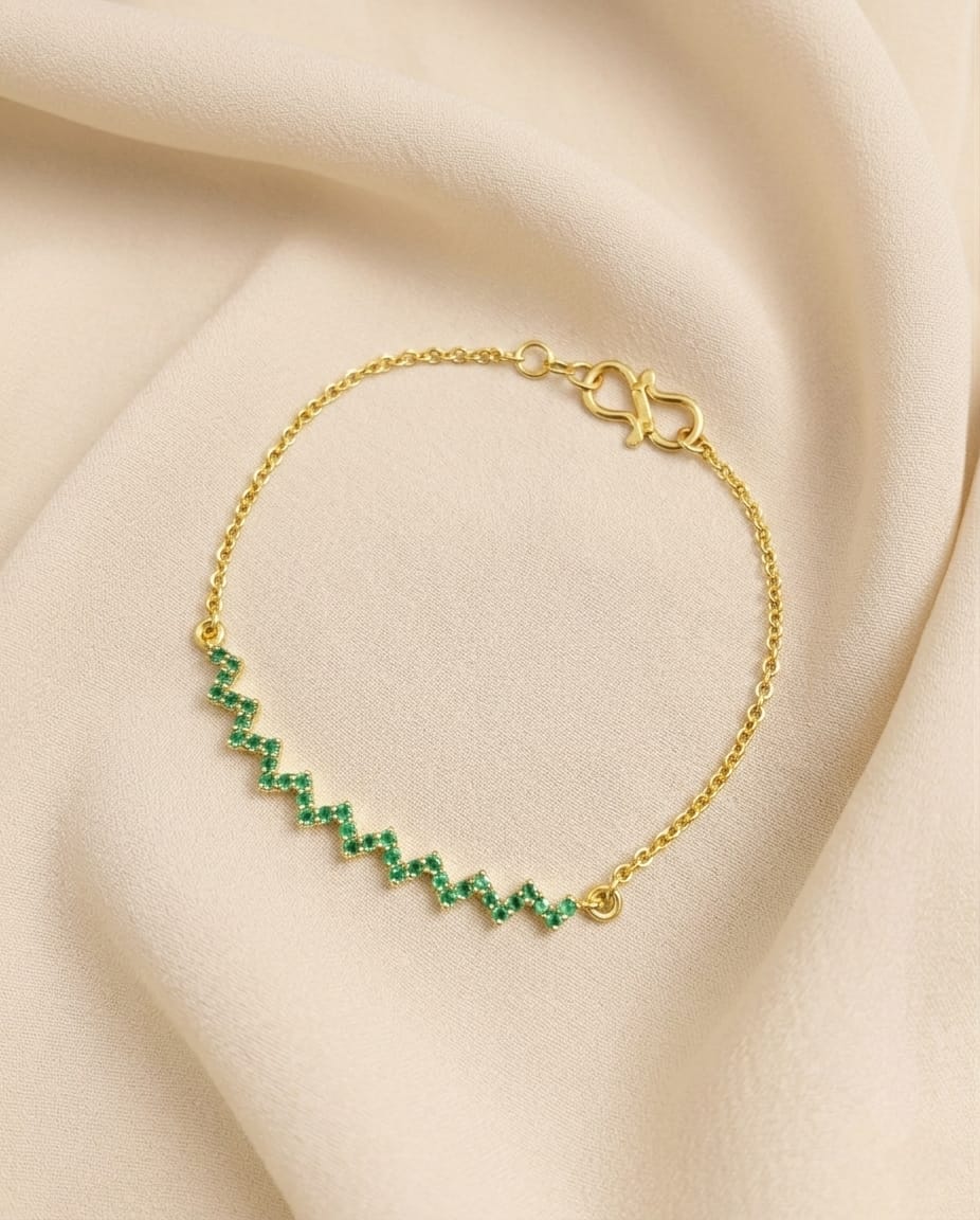 Stone Zigzag Chain Bracelet