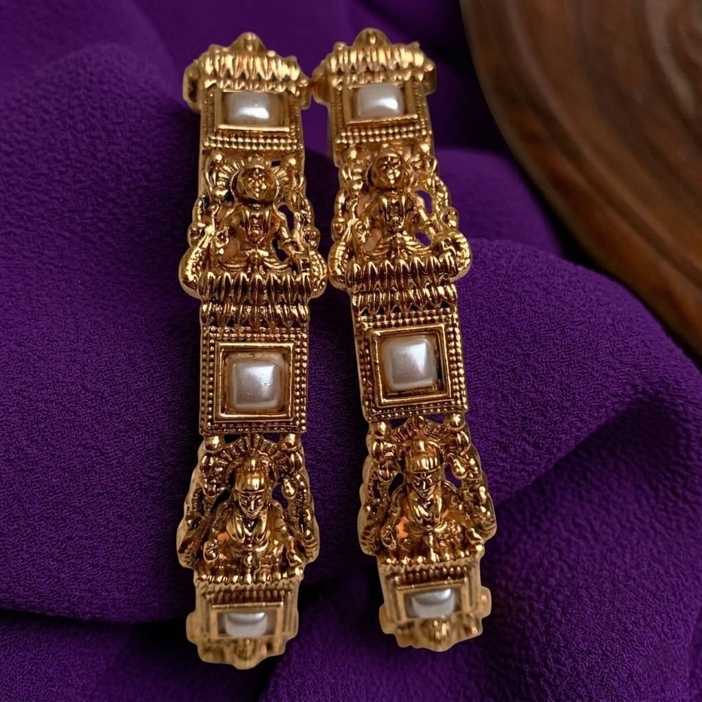 Lakshmi Pearl Temple Bangle Set