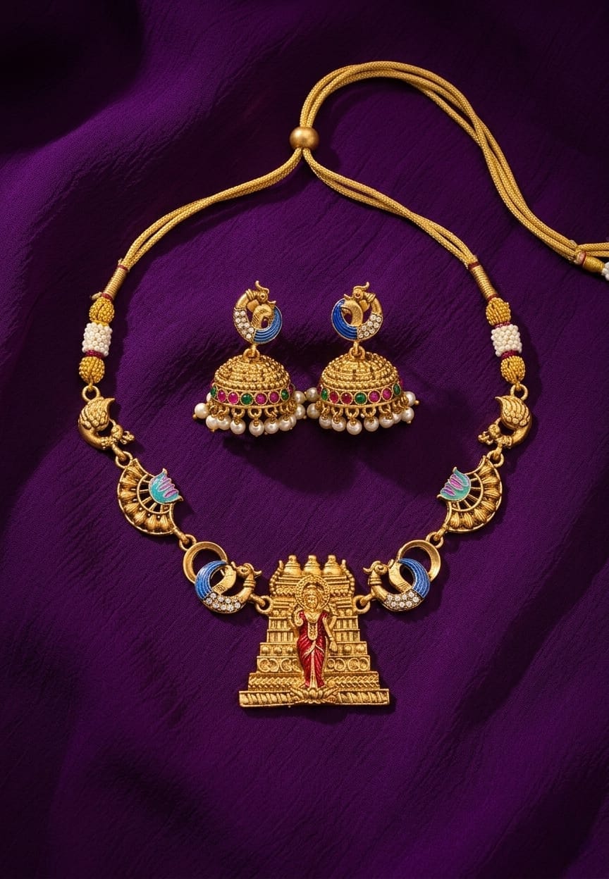 Royal Lakshmi Peacock Temple Jewellery Set-ae