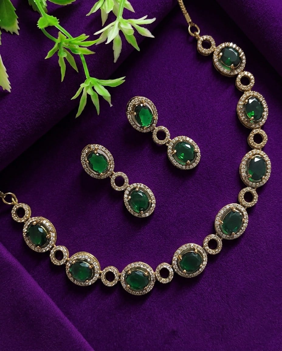 AD Aqua Crystal Necklace Set
