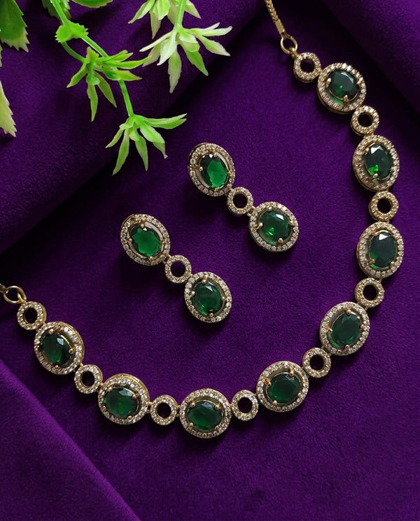 AD Aqua Crystal Necklace Set