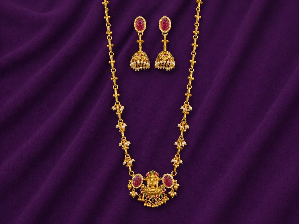 Lakshmi Pearl Drop Long Necklace Set