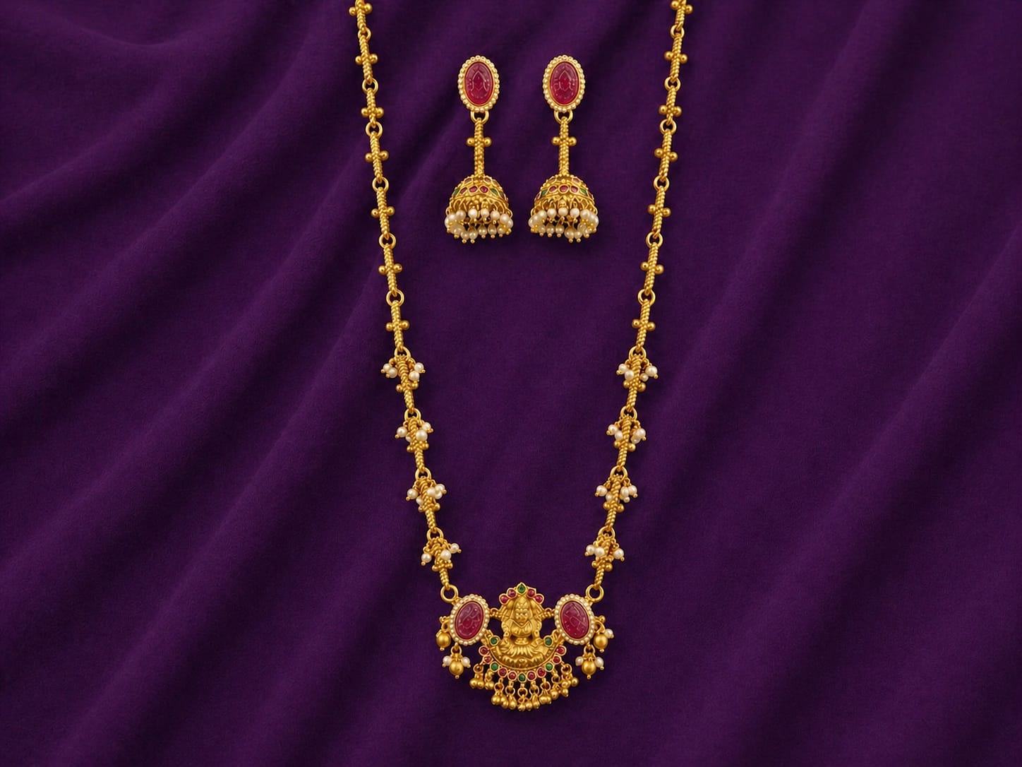 Lakshmi Pearl Drop Long Necklace Set