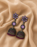 Floral Grace Oxidised Jhumka