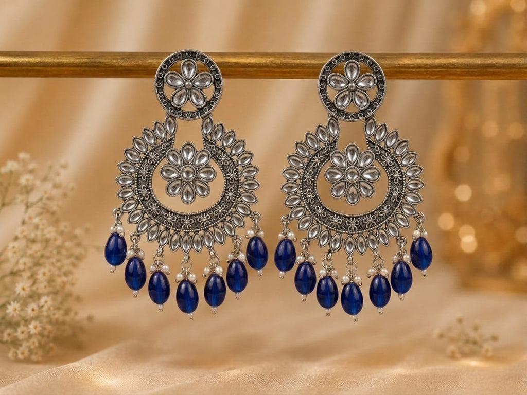 Floral Pearl Chandbali Earrings