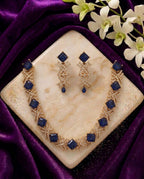 Square Stone American Diamond Necklace Set