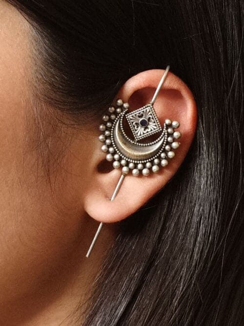 Half Moon Oxidised Ear Cuff