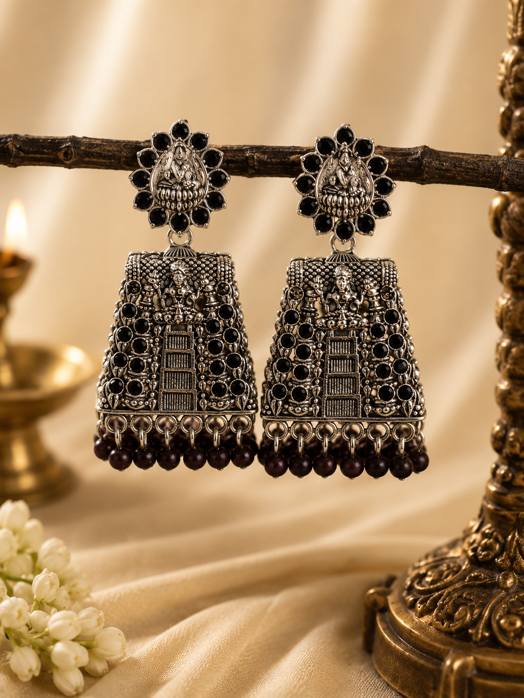 Temple Gopuram Jhumka Earrings