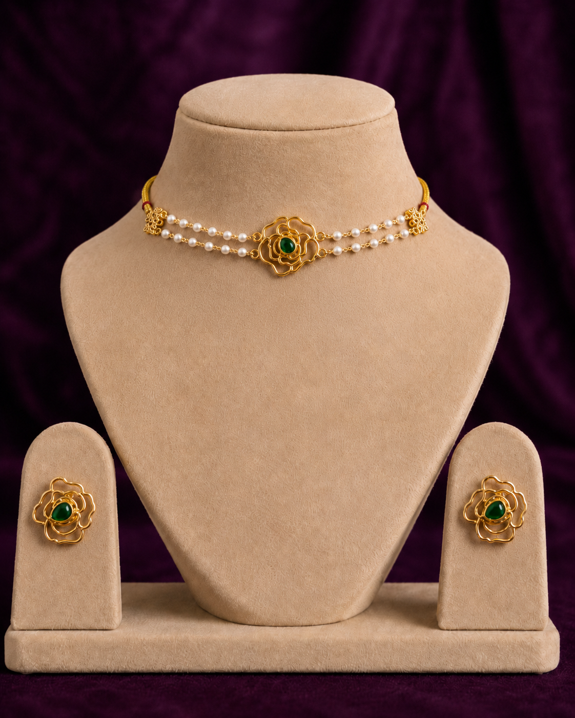 Alia Inspired Pearl Choker Necklace Set