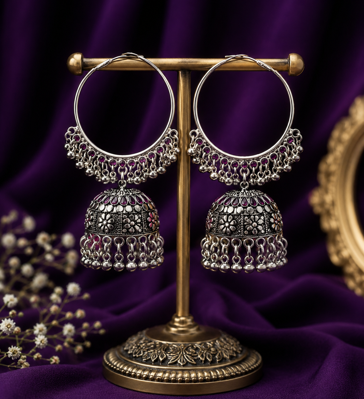 Silver Hoop Jhumkas